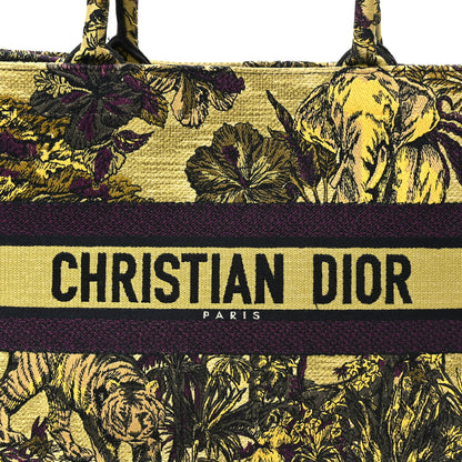 Christian Dior Canvas Embroidered Medium Toile de Jouy Voyage Book Tote Yellow Multicolor 7 of 9