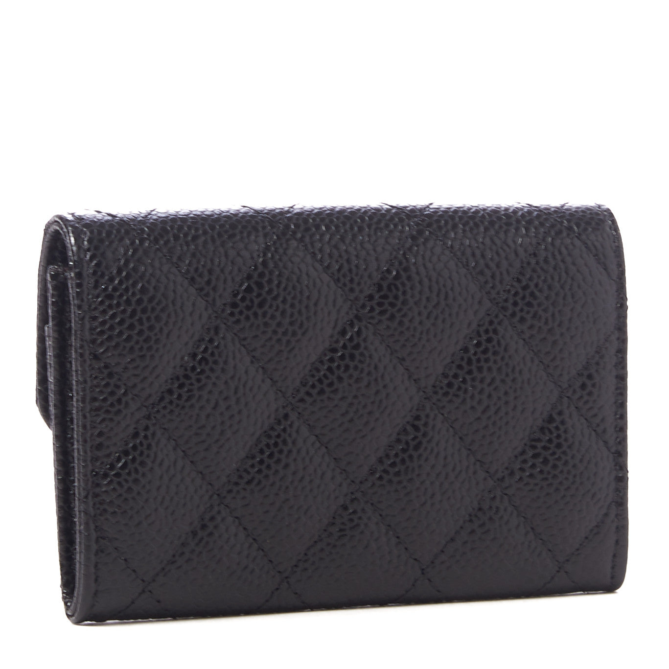 Caviar Quilted Flap Card Holder Black