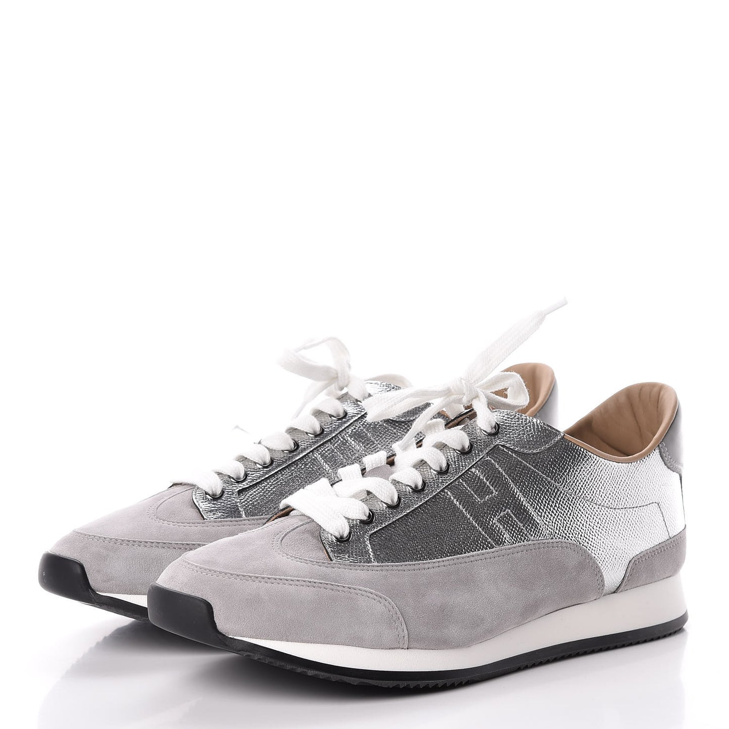 Metallic Epsom Suede Mens Trail Sneakers 43 Argent Grey