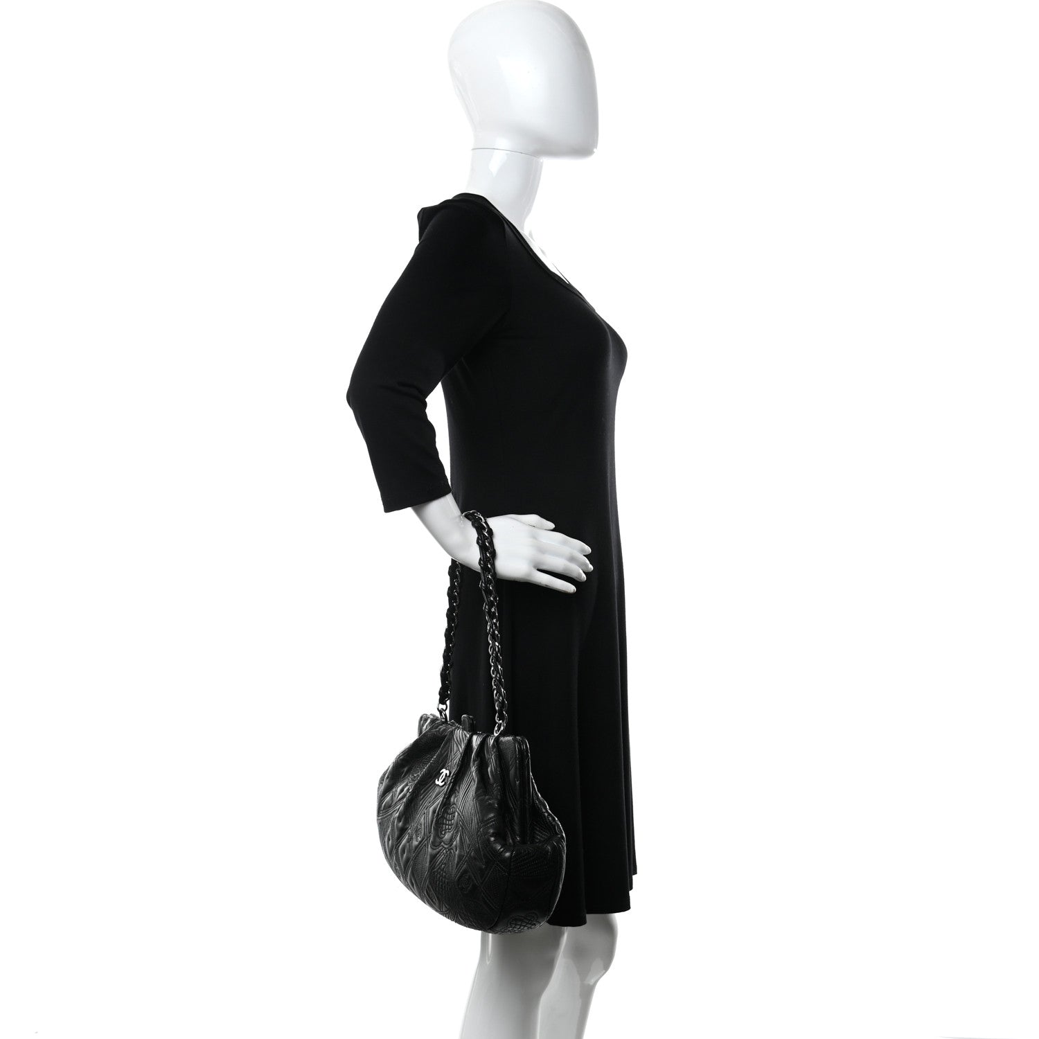 Chanel Lambskin Embroidered Frame Bag Black 2 of 13