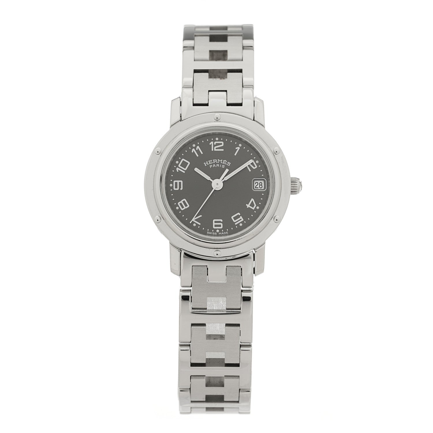 Hermes Stainless Steel 24mm Clipper Quartz Watch Grey 1 of 4