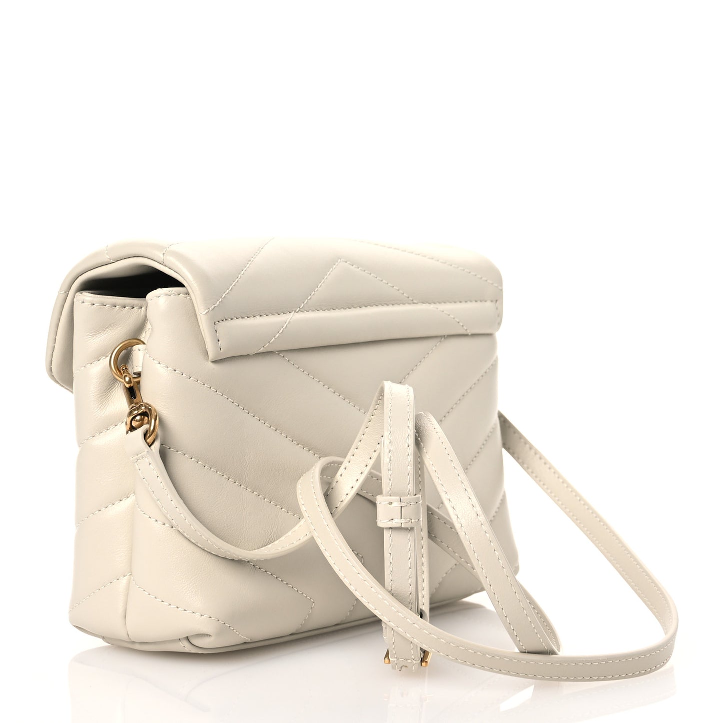 Calfskin Y Quilted Monogram Toy Loulou Crossbody Bag Blanc Vintage