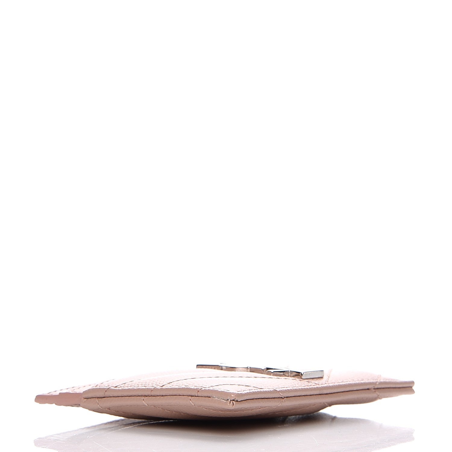 Saint Laurent Grain De Poudre Matelasse Chevron Monogram Credit Card Case Pale Pink 4 of 7