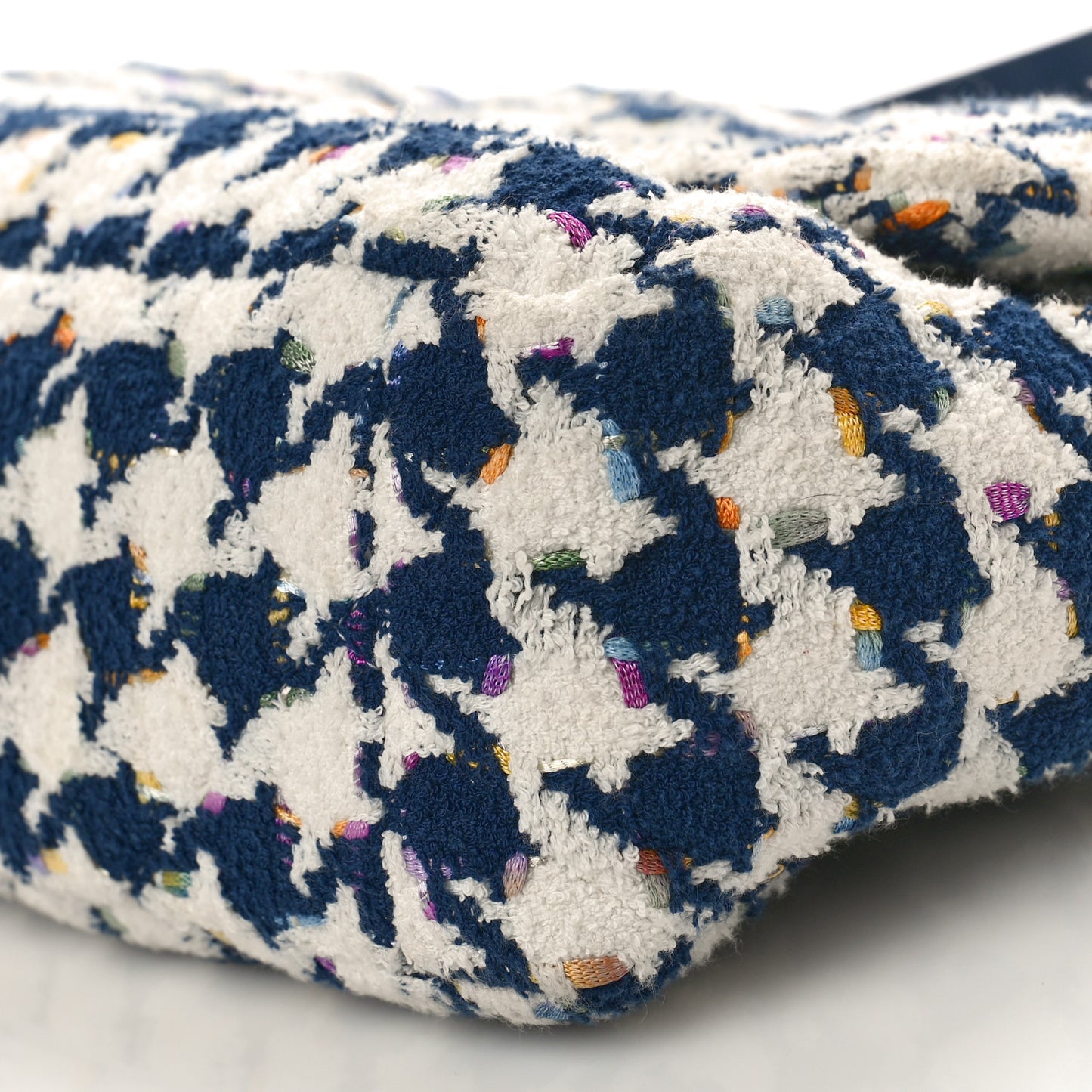 Tweed Quilted Large Chanel 19 Flap Ecru Navy Blue Multicolor