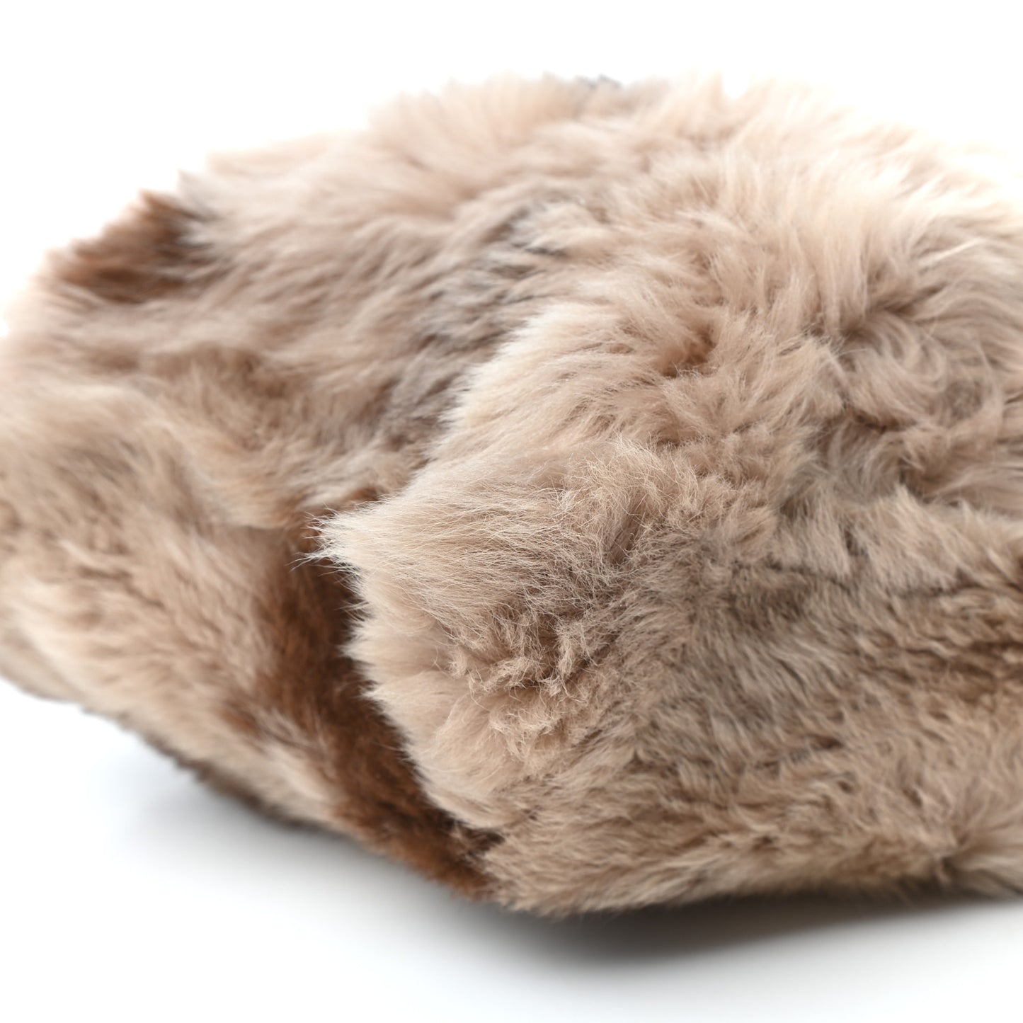 Montone Shearling Fox Fur Saffiano Shoulder Bag Brown