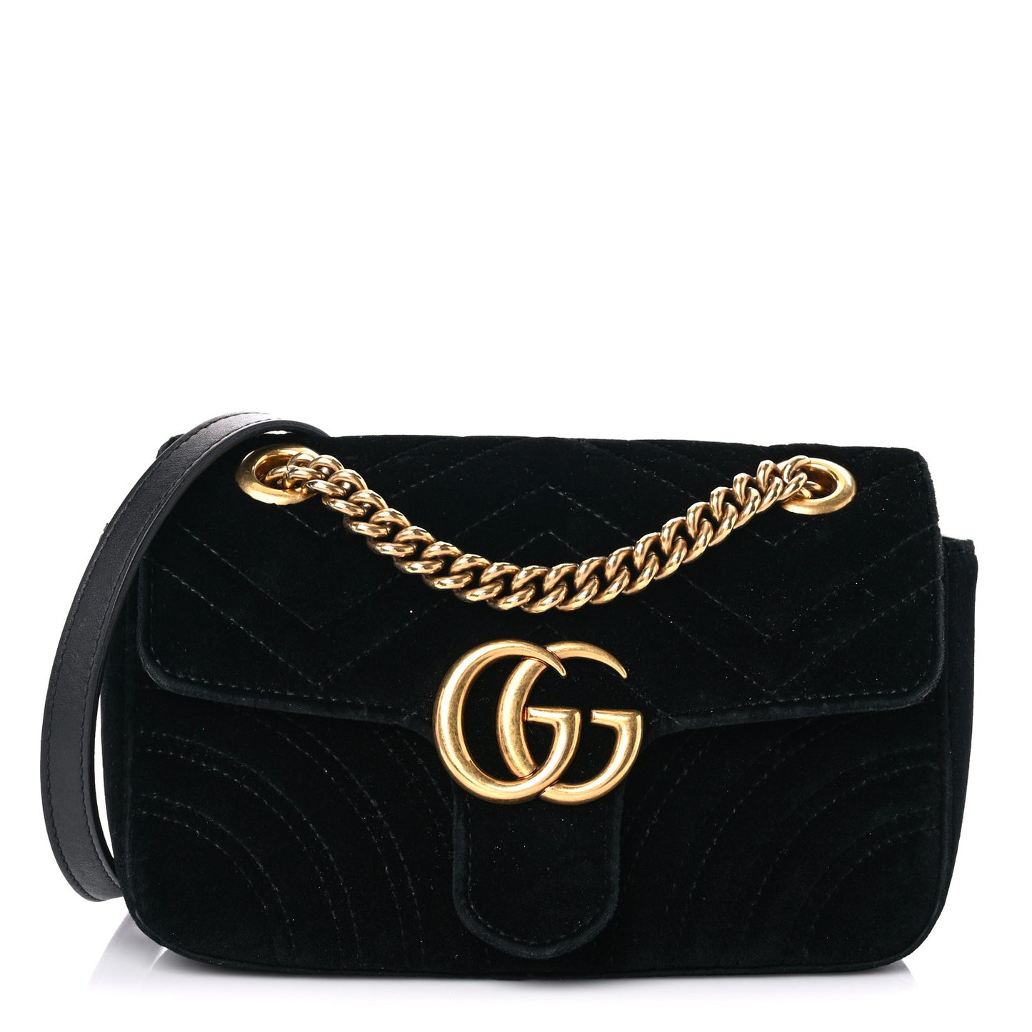 Velvet Matelasse Mini GG Marmont Shoulder Bag Black