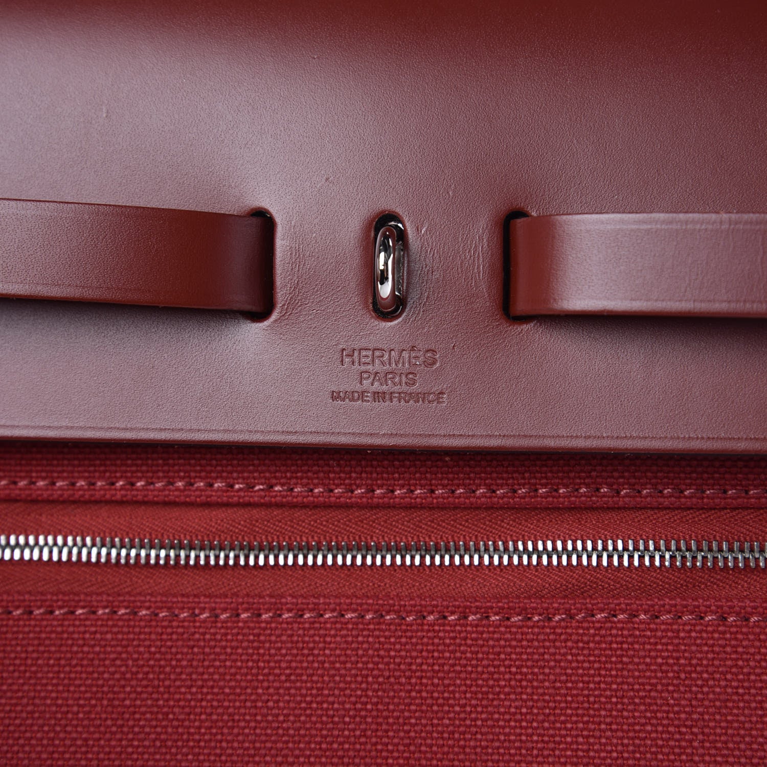 Hermes Vache Hunter Toile Herbag Zip 31 PM Rouge Grenat Rouge H 8 of 12