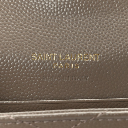 Saint Laurent Grain De Poudre Matelasse Chevron Small Monogram Envelope Wallet Dark Beige 7 of 7