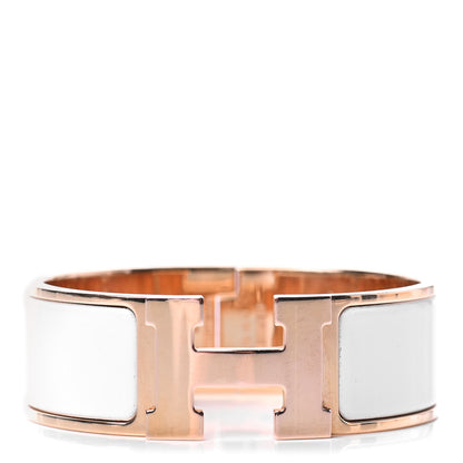 Hermes Enamel Wide Clic Clac H Bracelet PM White 1 of 3