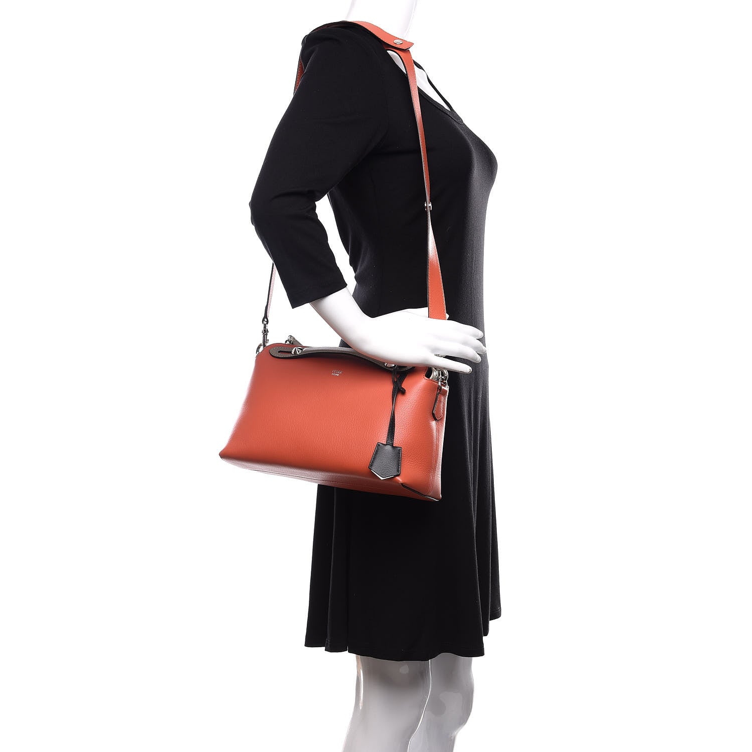 Fendi Vitello Dolce 4 Color Medium By The Way Boston Bag Pimento Black Multicolor 2 of 11