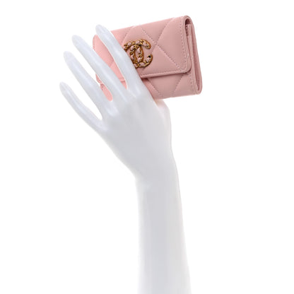 Chanel Lambskin Quilted Chanel 19 Flap Card Holder Light Pink 2 of 9