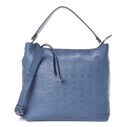 MCM Grained Calfskin Large Hobo Luft Blue 1 of 9