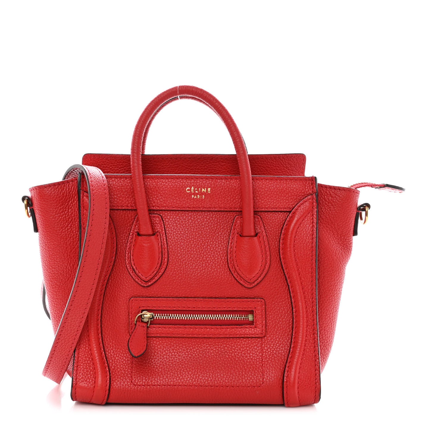 Drummed Calfskin Nano Luggage Red
