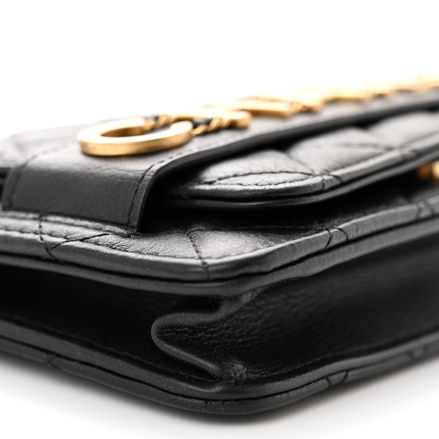 Calfskin Quilted Small Enchained Flap Black