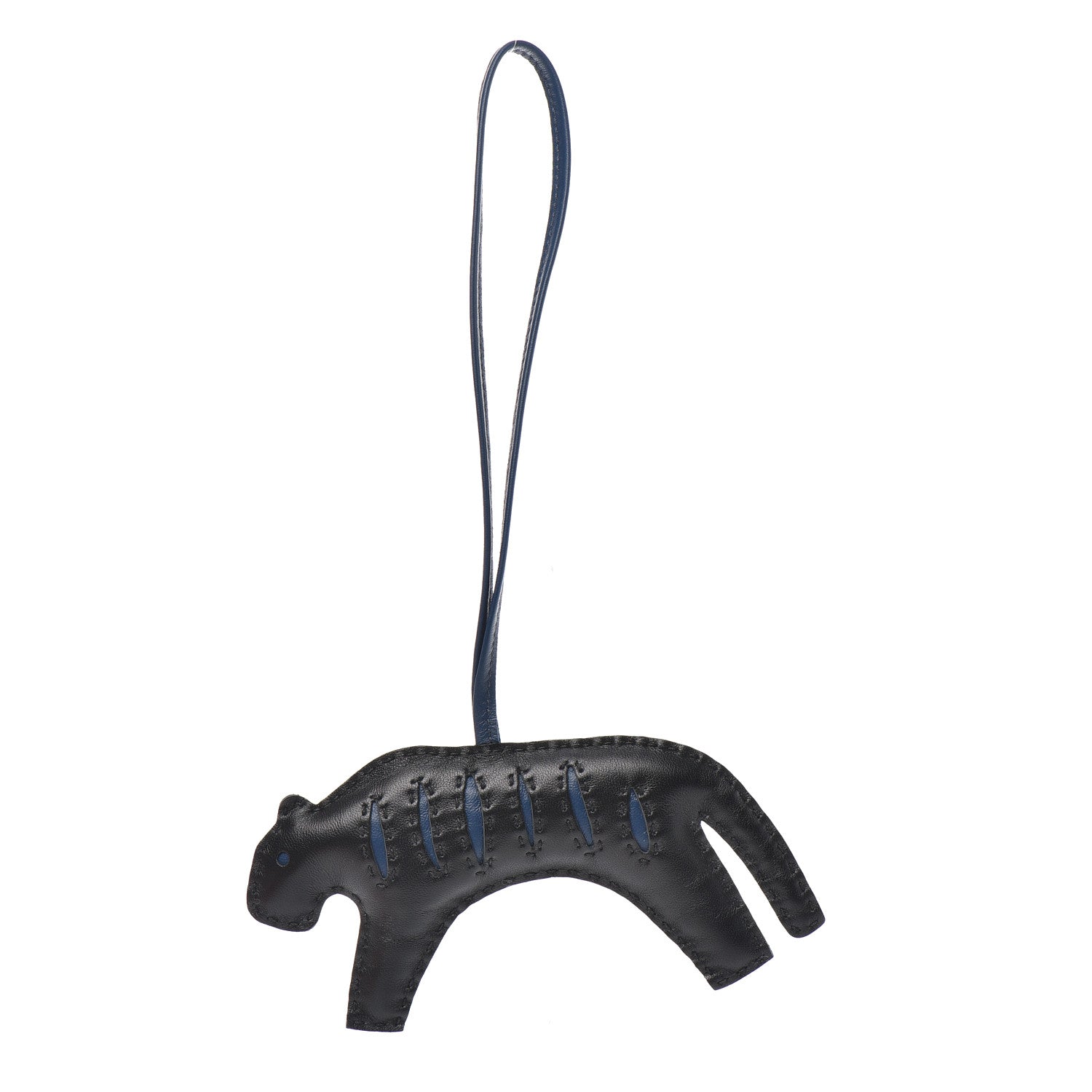 Hermes Milo Lambskin Rooroo Bag Charm Black Bleu de Malte 1 of 3