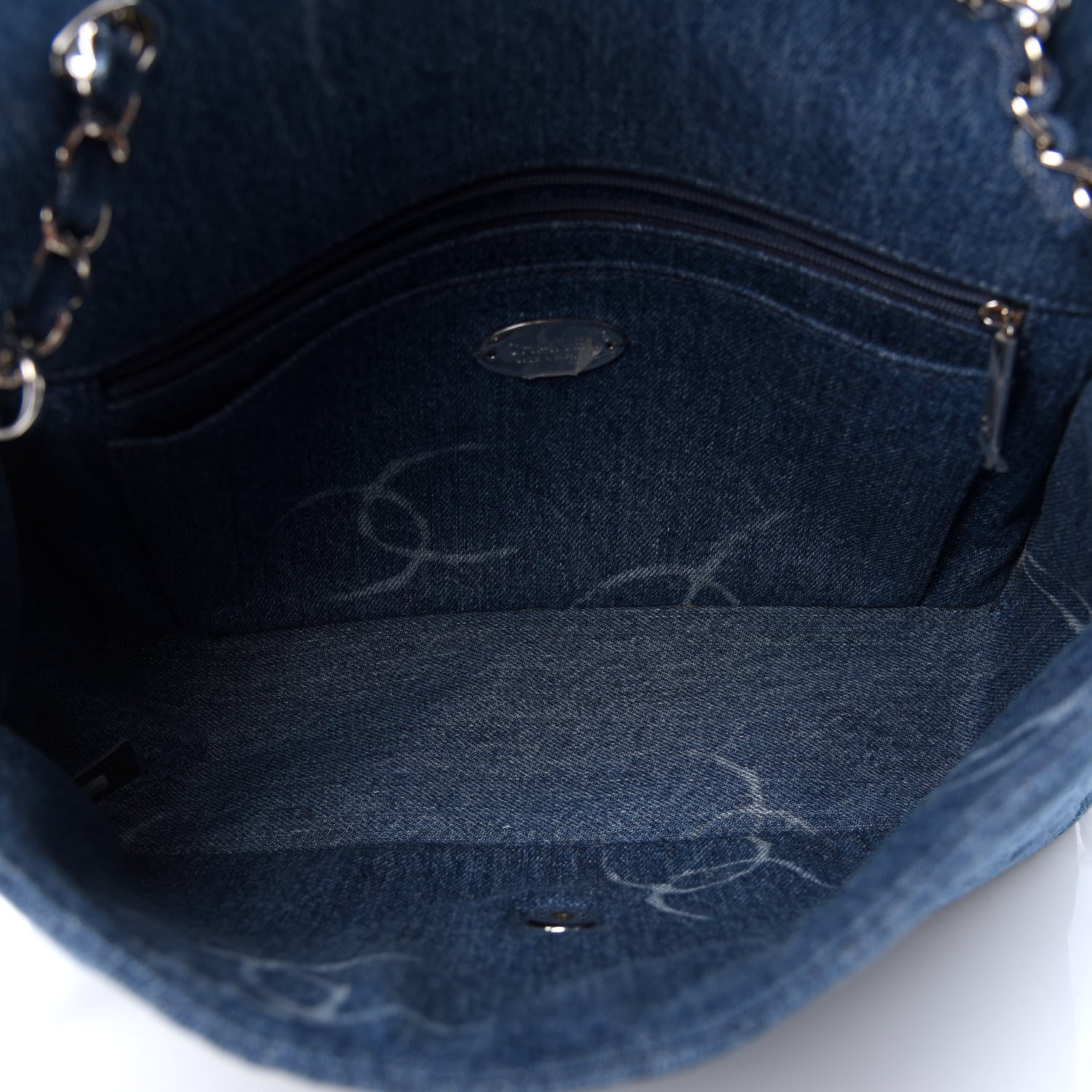 Chanel Denim Quilted CC Print Jumbo Single Flap Blue 5 of 11