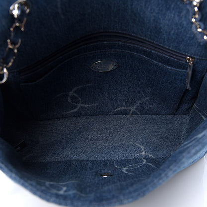 Chanel Denim Quilted CC Print Jumbo Single Flap Blue 5 of 11