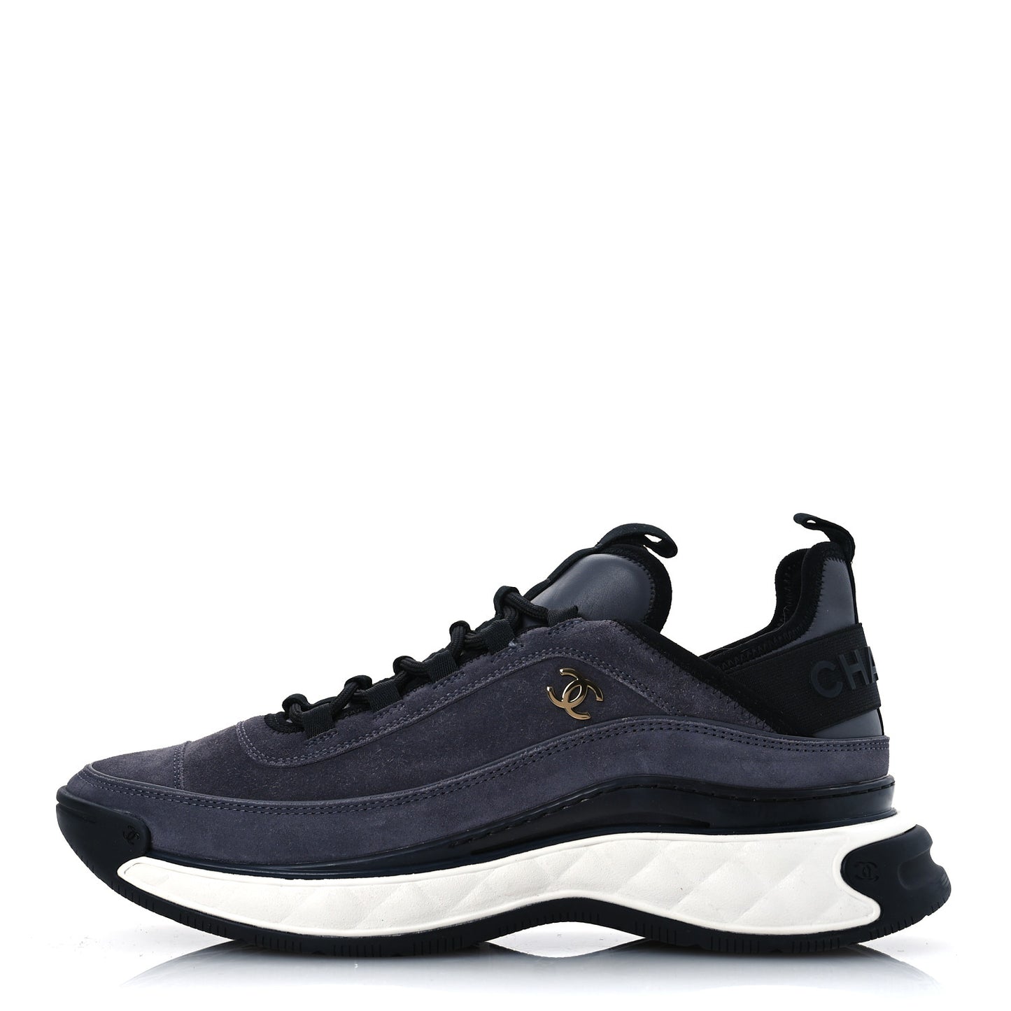 Suede Calfskin Nylon Grosgrain CC Sneakers 41.5 Grey
