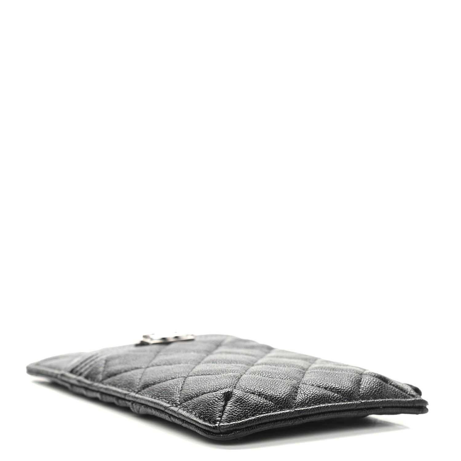 Chanel Caviar Quilted Boy Flat Wallet Pouch Black 4 of 7