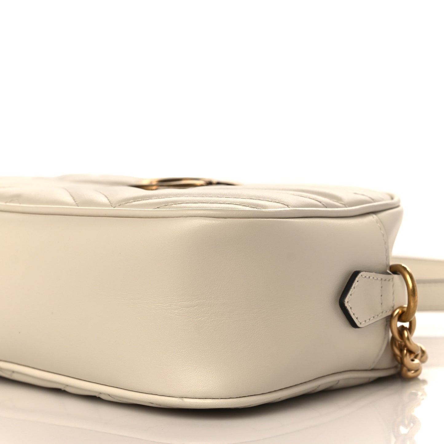 Calfskin Matelasse Small GG Marmont Chain Shoulder Bag White