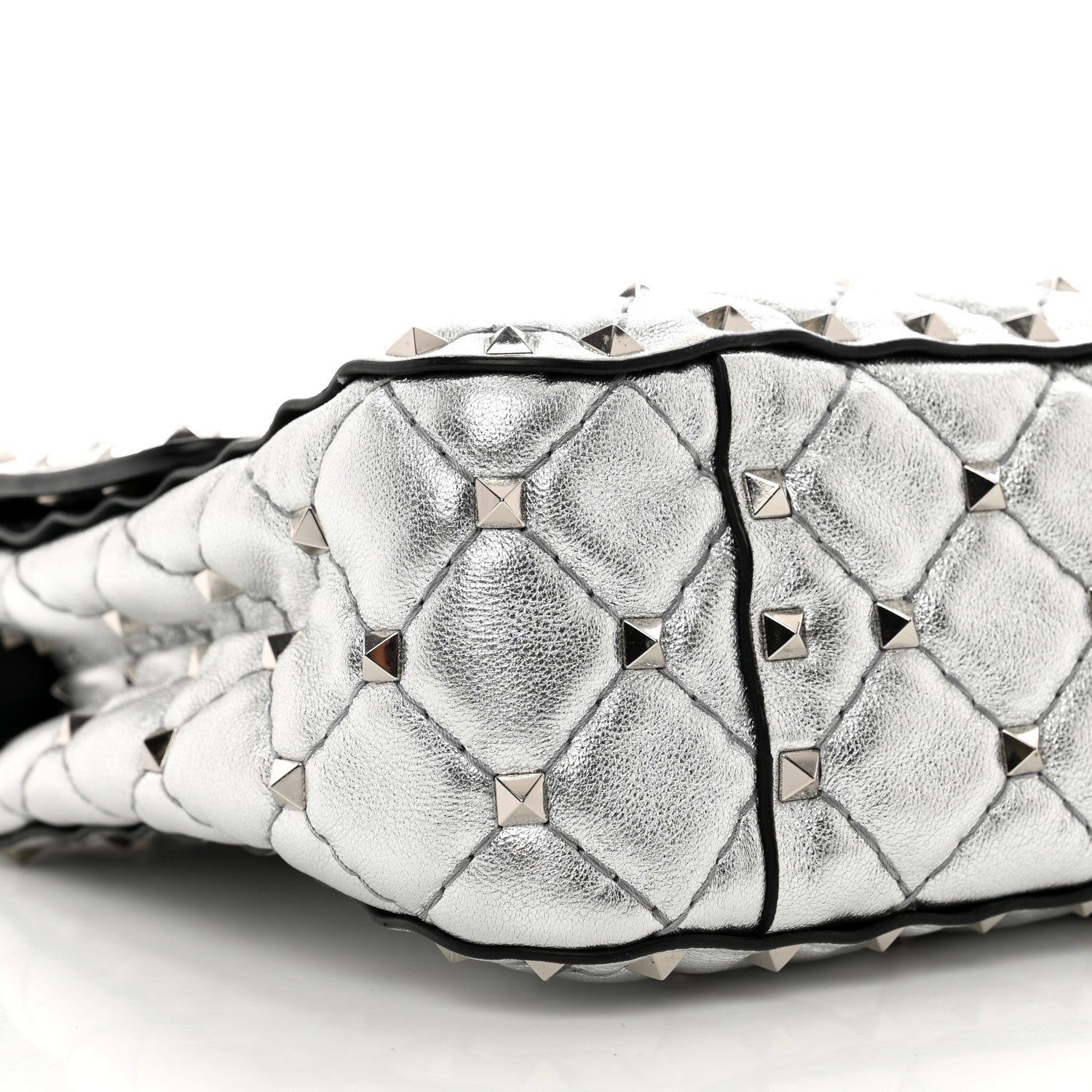 Valentino Garavani Metallic Nappa Medium Rockstud Spike Shoulder Bag Silver 8 of 9
