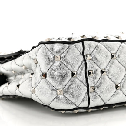 Valentino Garavani Metallic Nappa Medium Rockstud Spike Shoulder Bag Silver 8 of 9
