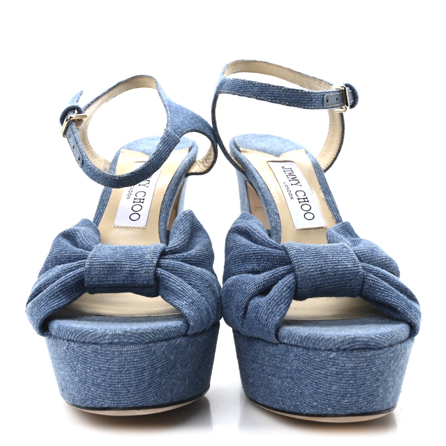 Jimmy Choo Denim Heloise Platform Sandals 38 Blue 3 of 8
