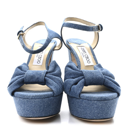 Jimmy Choo Denim Heloise Platform Sandals 38 Blue 3 of 8