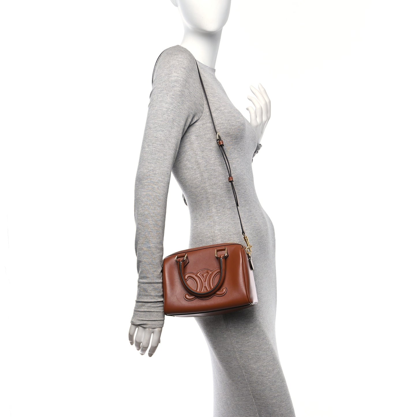 Smooth Calfskin Triomphe Small Boston Bag Tan