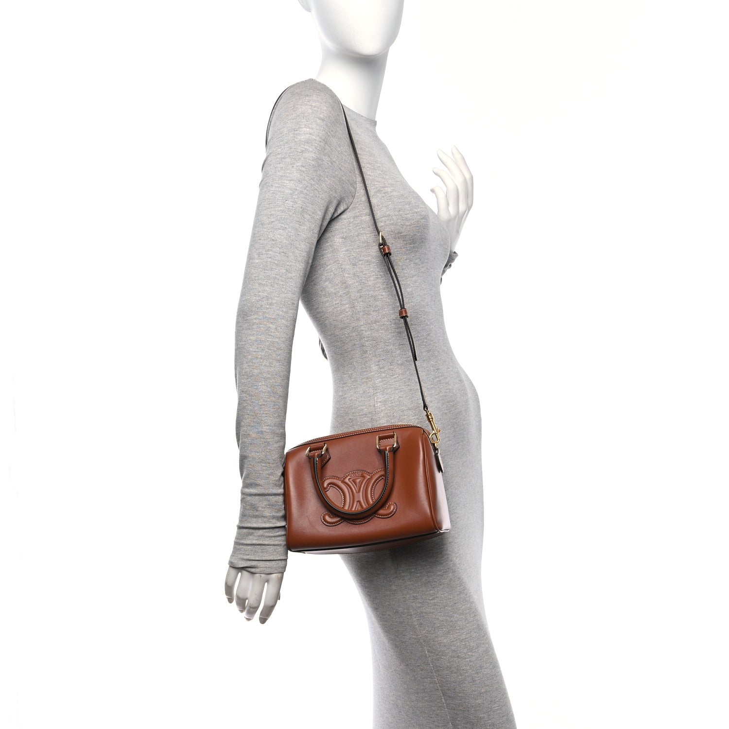 Celine Smooth Calfskin Triomphe Small Boston Bag Tan 2 of 10