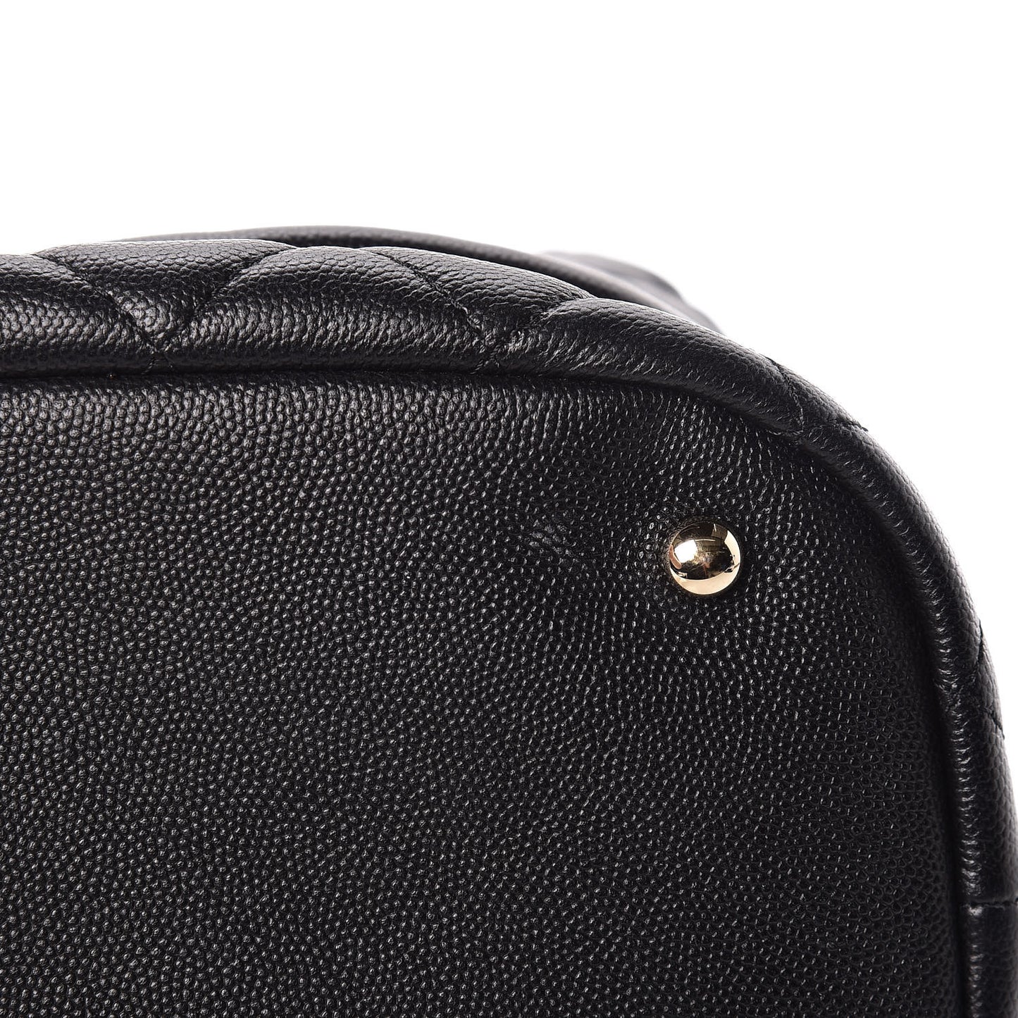 Caviar Quilted Large Rolled Up Bucket Drawstring Bag Black