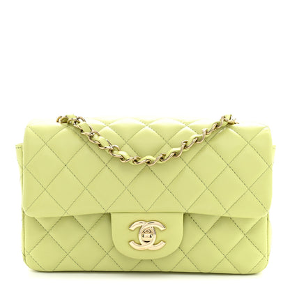Chanel Lambskin Quilted Mini Rectangular Flap Light Green 1 of 12