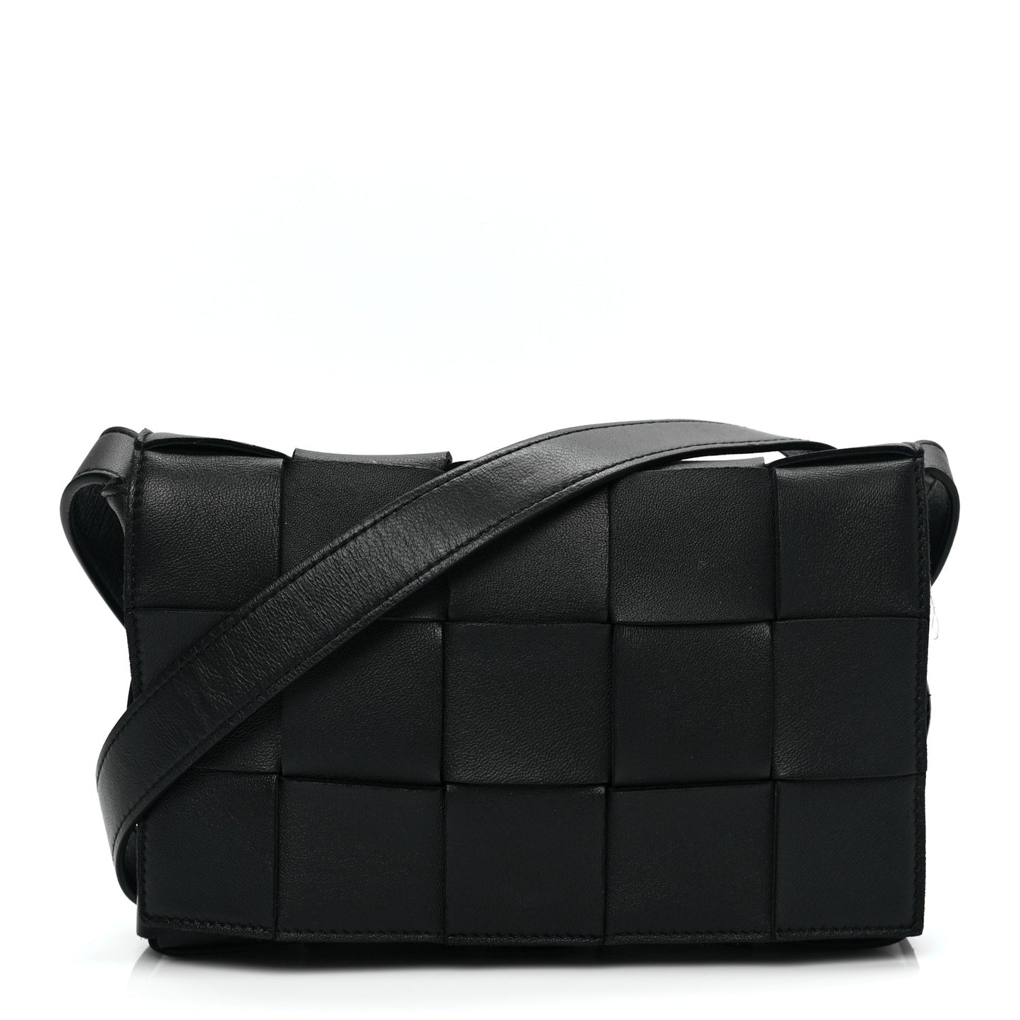 Lambskin Maxi Intrecciato Cassette Crossbody Bag Black