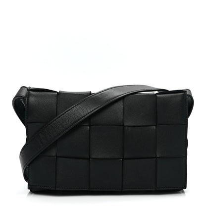 Bottega Veneta Lambskin Maxi Intrecciato Cassette Crossbody Bag Black 1 of 7