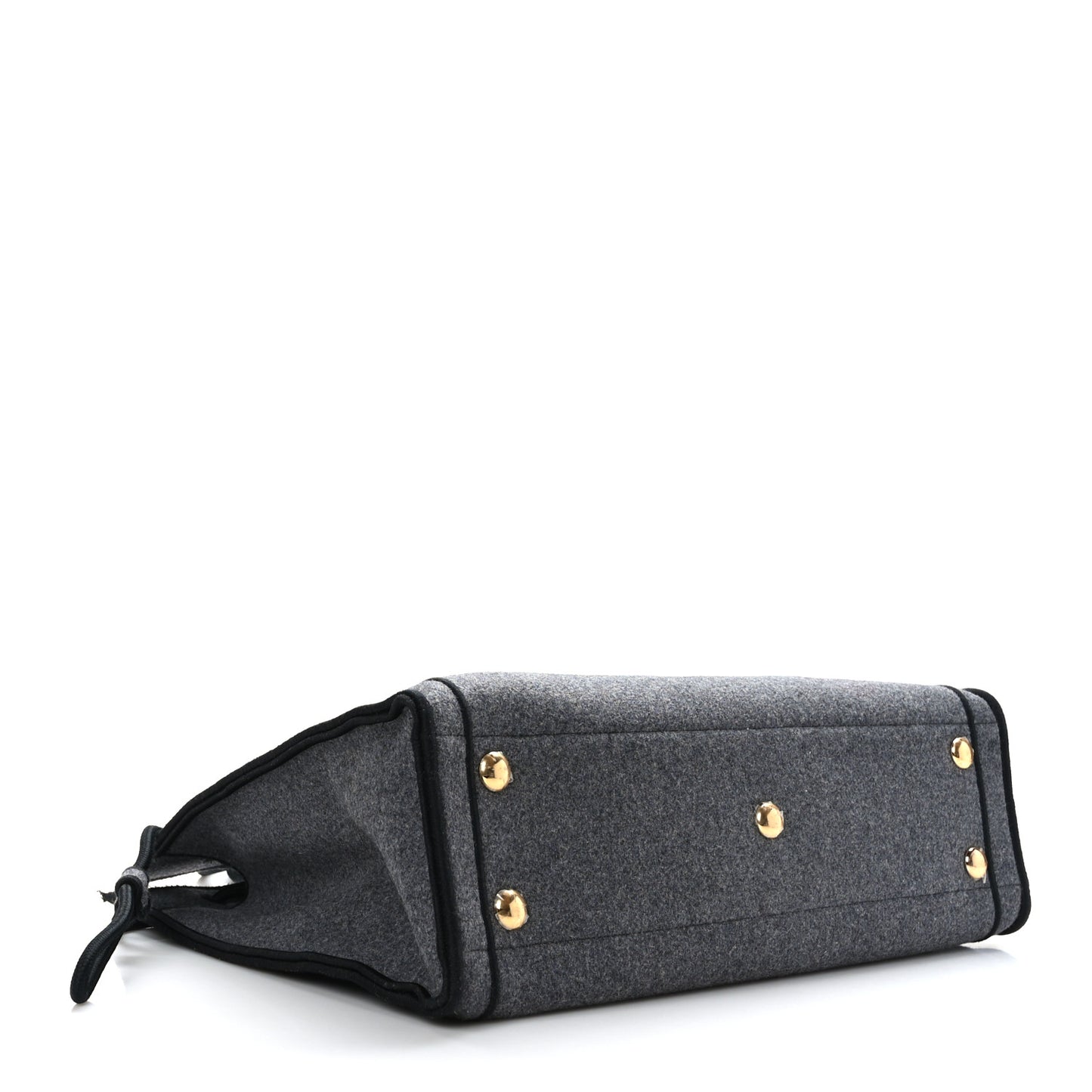 Melange Flannel Satin Logo Embroidered Threaded Edge Shopping Tote Grigio Black