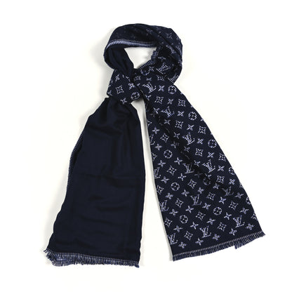 Louis Vuitton Wool Monogram Houndstooth Scarf Blue 1 of 3