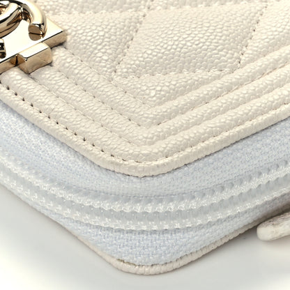 Chanel Caviar Quilted Boy Zip Around Coin Purse Wallet White 6 of 9