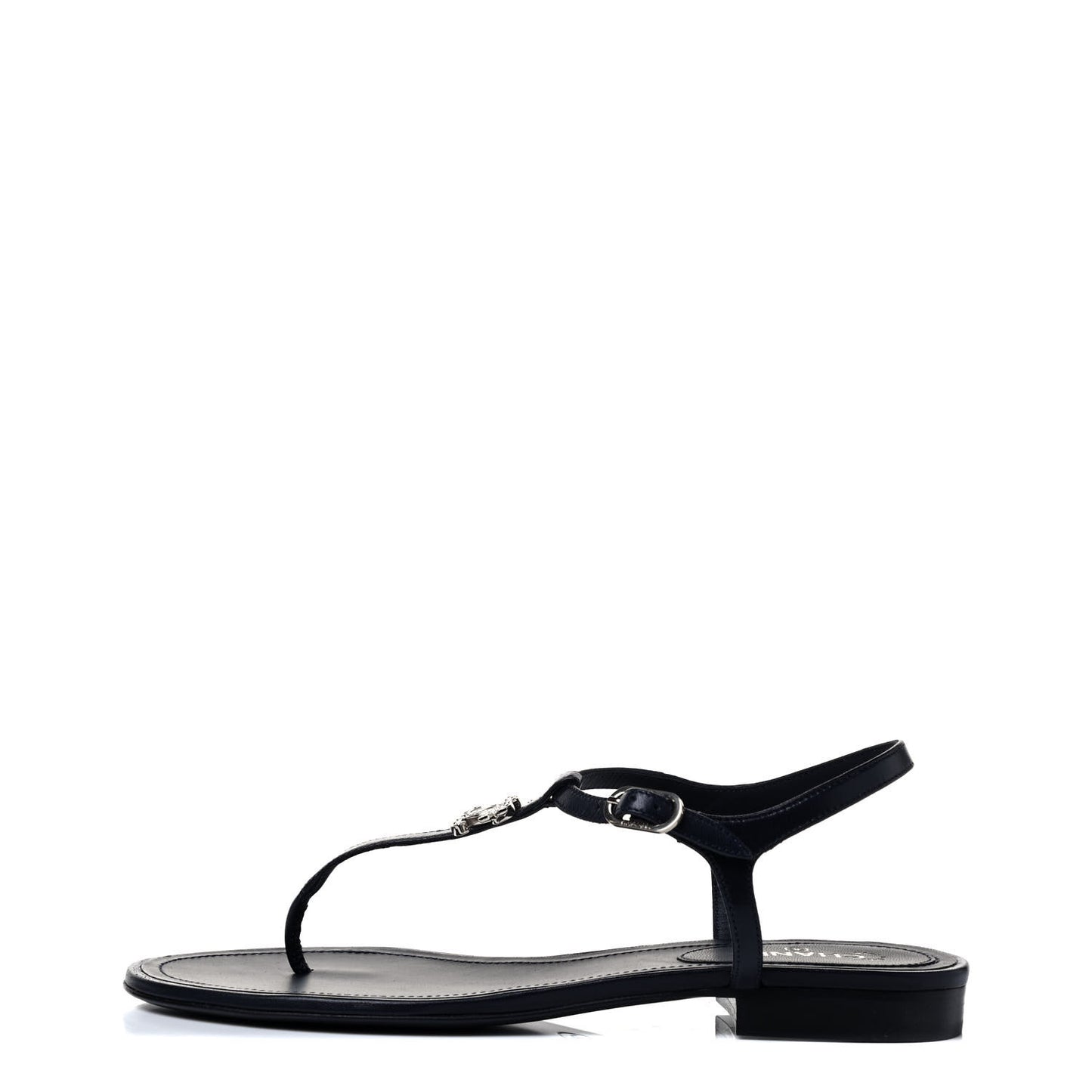 Lambskin Crystal CC Thong Sandals 38 Navy Blue