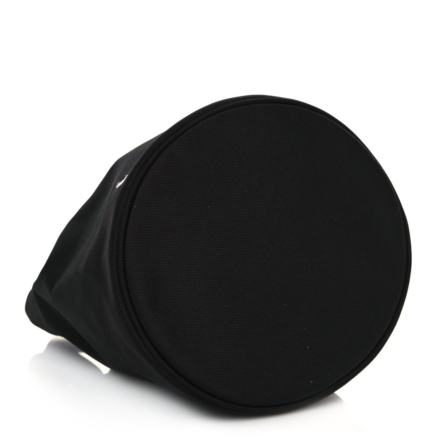 Recycled Sport Nylon Logo Embroidered Wheel Drawstring Bucket Bag Black White