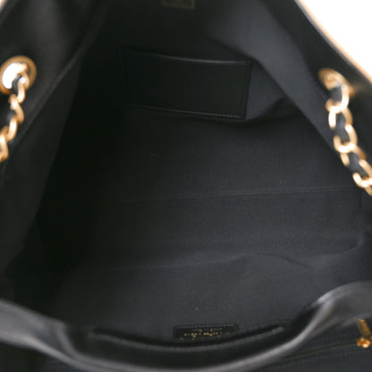 Chanel Suede Calfskin Shiny Lambskin Quilted Small Coco Base Shopping Bag Beige Black 5 of 10