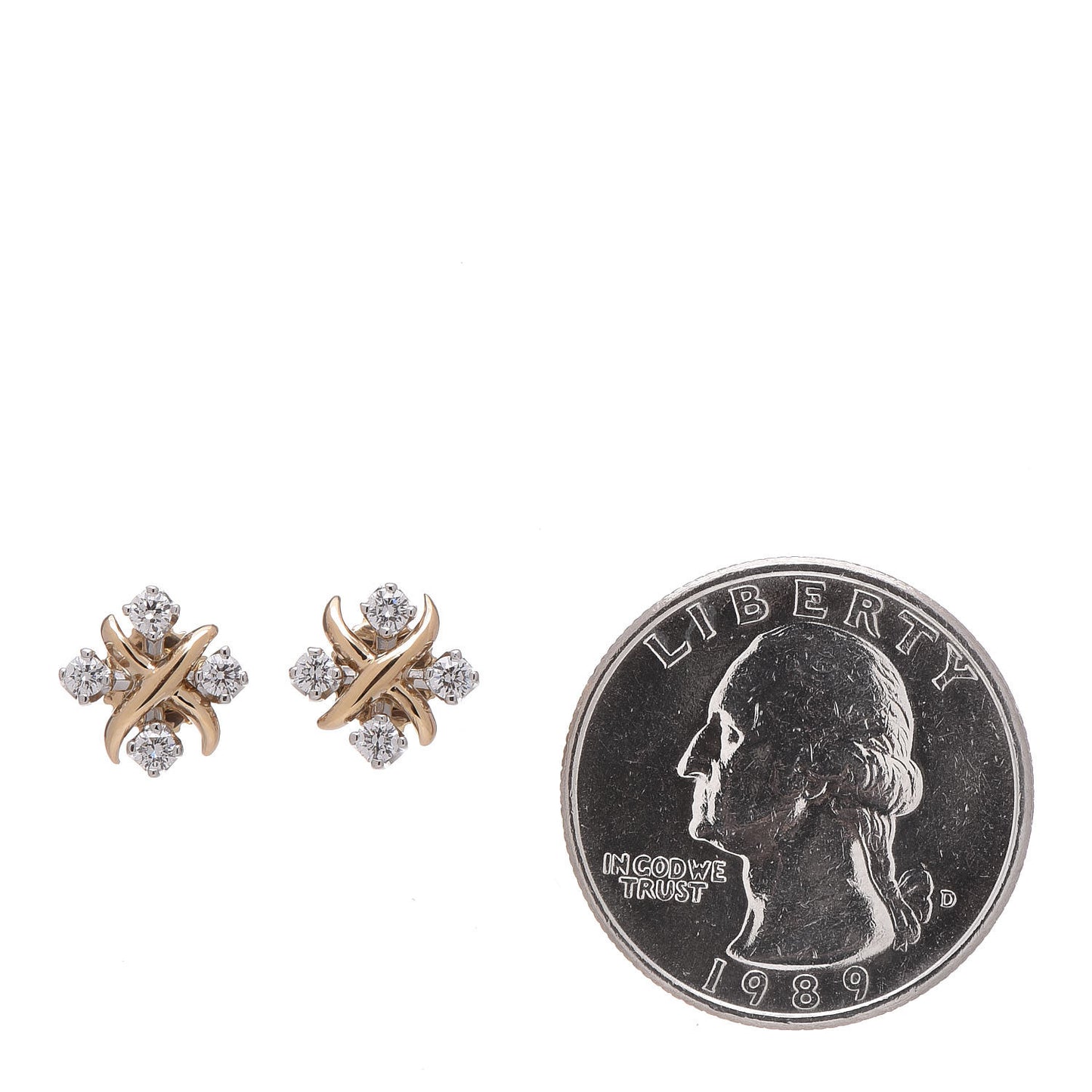 Platinum 18K Yellow Gold Diamond Schlumberger Lynn Earrings