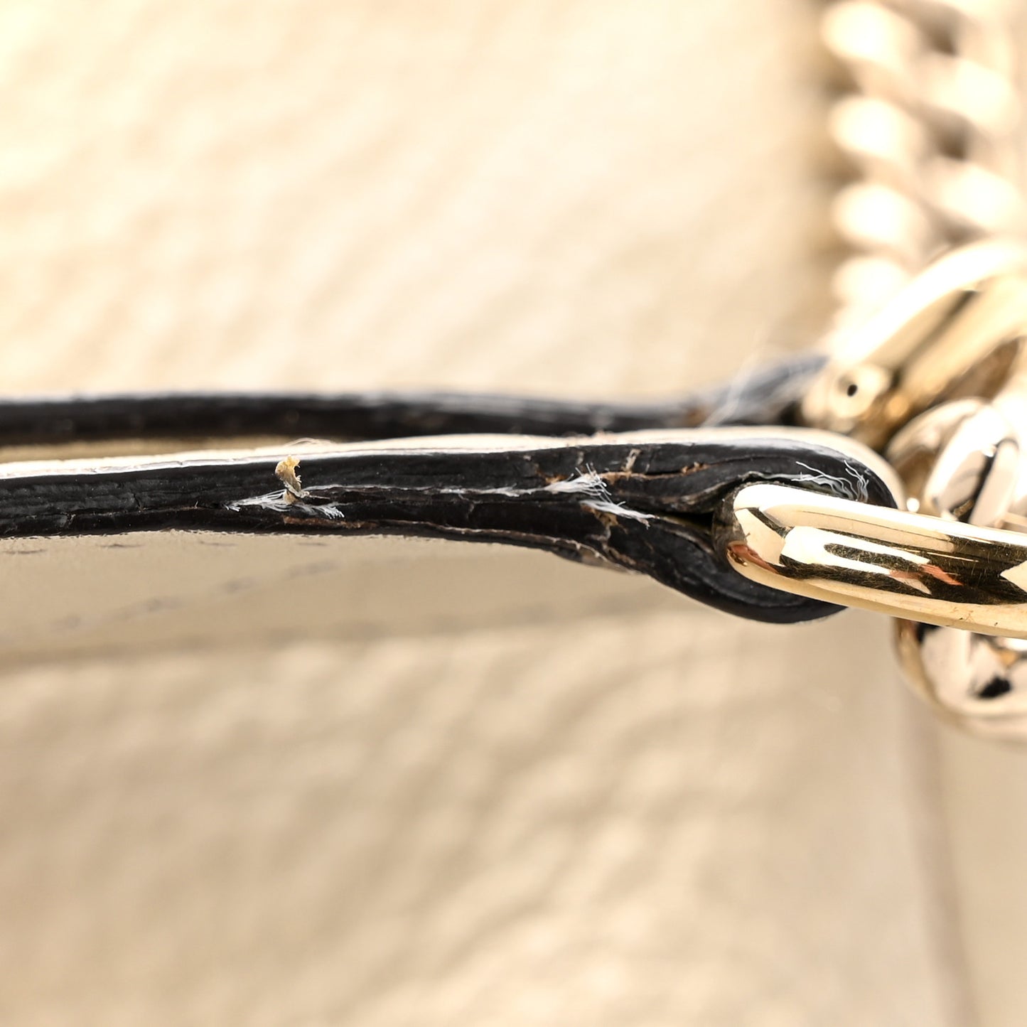 Pebbled Calfskin Medium Soho Chain Shoulder Bag Off White