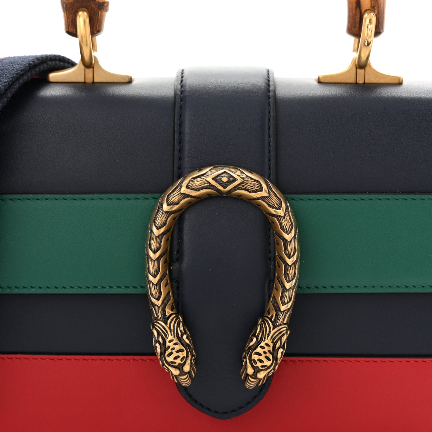 Gucci Calfskin Bamboo Web Mini Dionysus Top Handle Bag Blue Emerald Hibiscus Red 8 of 10