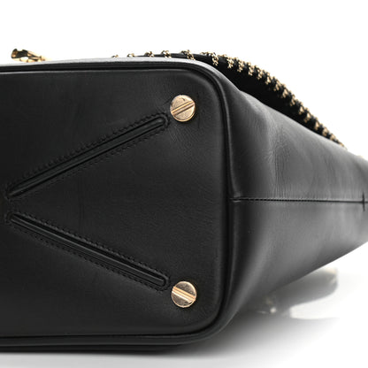 Valentino Garavani Calfskin Groumette Small Demilune Double Handle Satchel Black 9 of 10