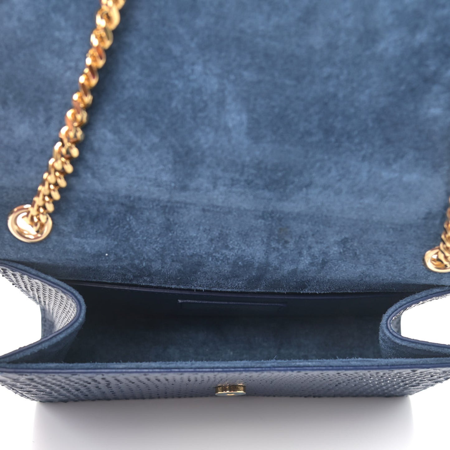 Snakeskin Small Classic Monogram Kate Tassel Satchel Blue