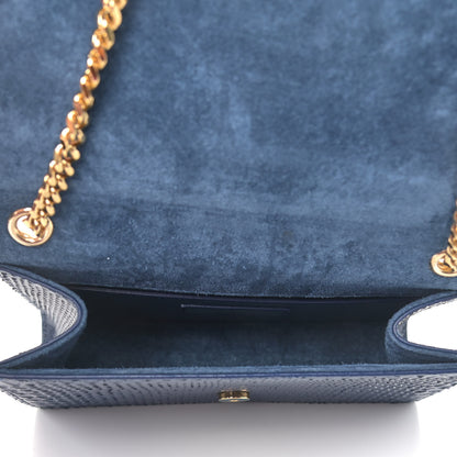 Saint Laurent Snakeskin Small Classic Monogram Kate Tassel Satchel Blue 5 of 9