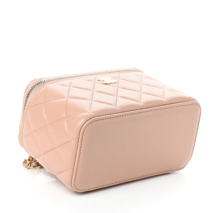 Chanel Lambskin Quilted Small Top Handle Vanity Case With Chain Beige 4 of 10