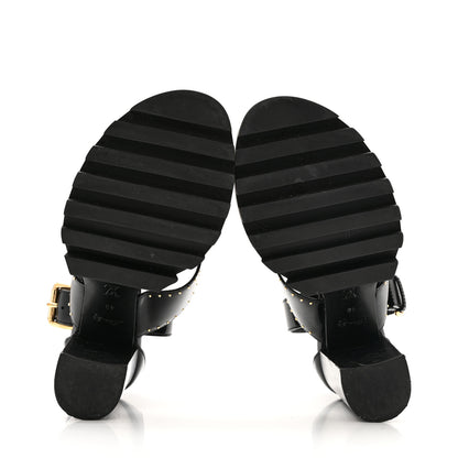 Louis Vuitton Patent Calfskin Monogram Studded Star Trail Sandal 40 Black 6 of 14