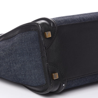 Celine Smooth Calfskin Denim Micro Luggage Navy Black 8 of 17