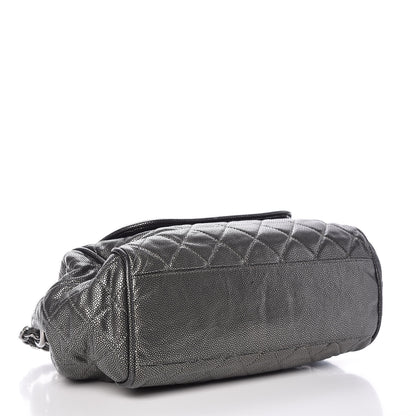 Chanel Metallic Caviar Quilted Timeless Accordion Flap Dark Silver 4 of 13